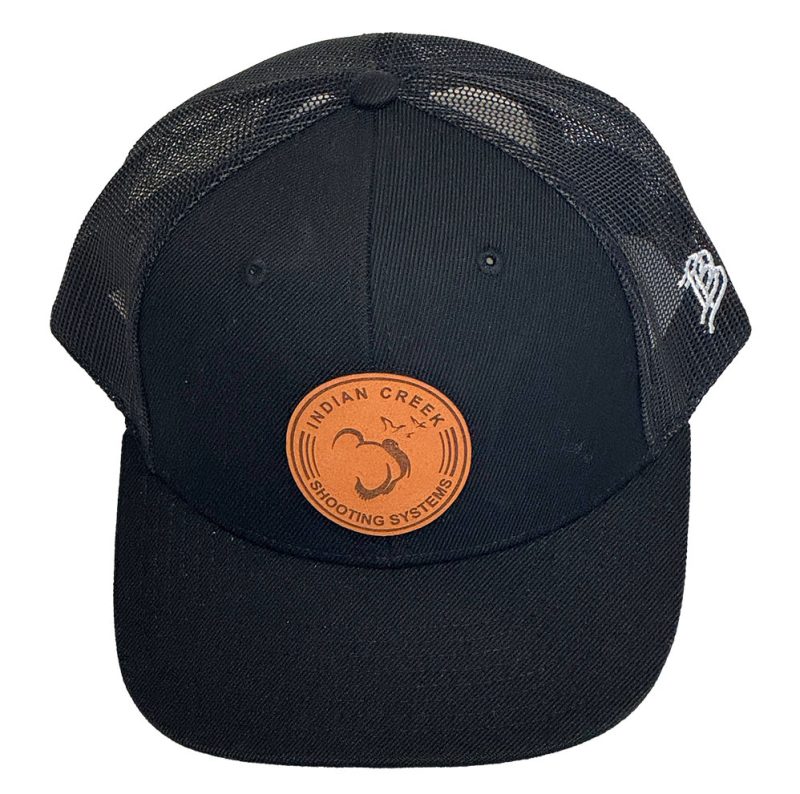 Indian Creek hat w leather circle patch - black front