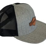 Curved Trucker Hat w/Leather Diamond Patch - Heather right