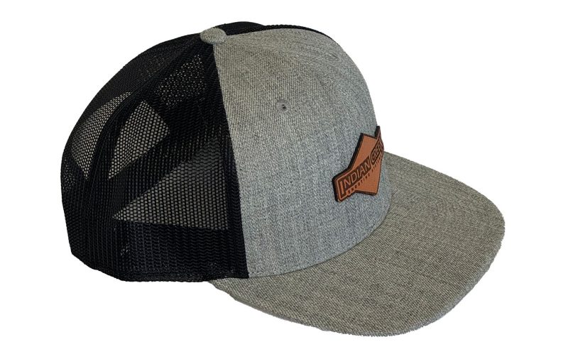 Curved Trucker Hat w/Leather Diamond Patch - Heather right