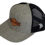 Curved Trucker Hat w/Leather Diamond Patch - Heather left