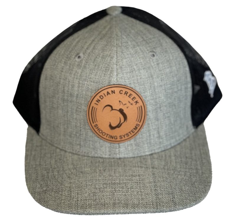 Curved Trucker Hat w/Leather Circle Patch - Heather
