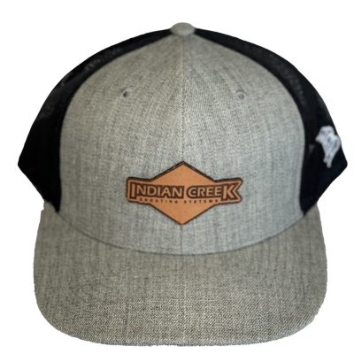 Curved Trucker Hat w/Leather Diamond Patch - Heather