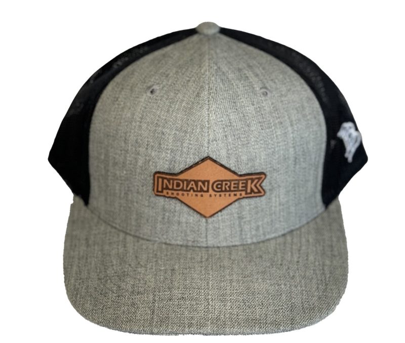 Curved Trucker Hat w/Leather Diamond Patch - Heather