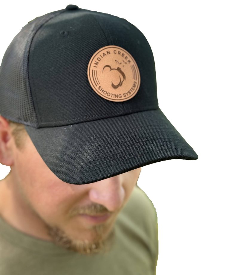 Indian Creek hat w leather circle patch - black on man